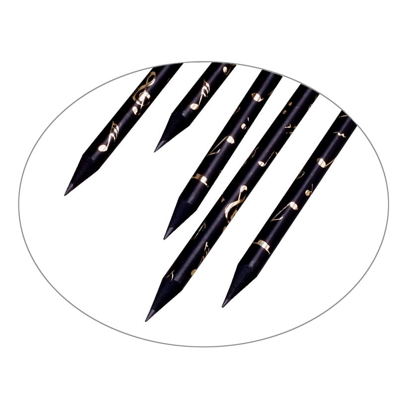 PUNK Artist Pencil Music Note Pre-Sharpened Pencils Charcoal Pencil with Diamond Top & Beautiful Musical Instruments Gold Plated Pendant(8 Pcs) - Image 5